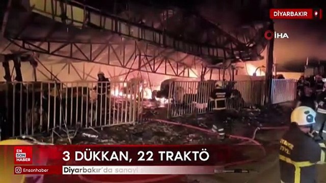 Diyarbakır’da sanayi sitesinde yangın: 3 dükkan, 22 traktör kül oldu
