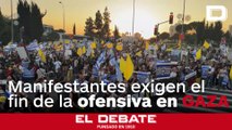 Manifestantes se concentran frente a la oficina de Netanyahu para exigir el fin de la ofensiva en Gaza