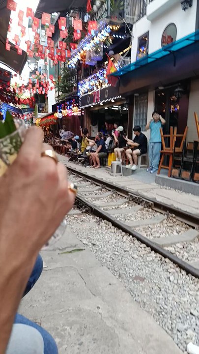 Drinking with Running Train in Hanoi City