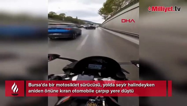 Kask kamerası o anları kaydetti! Direksiyonu aniden önüne kırınca...