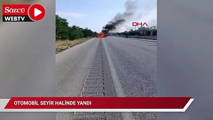 Otomobil seyir halinde yandı