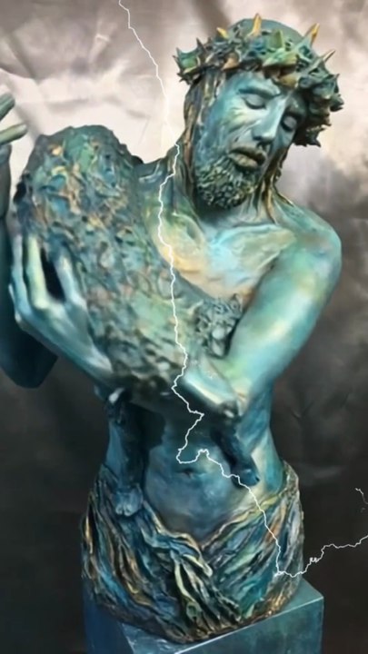 Agneau de dieux sculpture animée