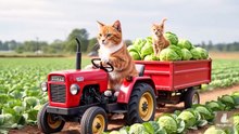 Kitten Helps Mama Cat Plant and Harvest Cabbages on the Farm 🐱🥬 A Peaceful Healing Story
