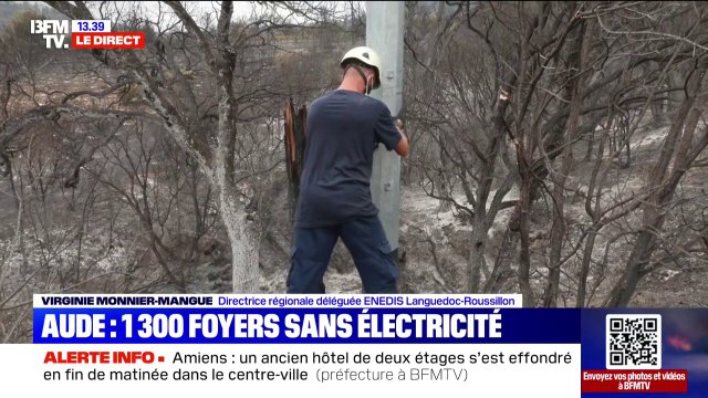 Feu fixé dans l’Aude: “Nos ouvrages électriques ont été très endommagés”, témoigne la directrice régionale déléguée d’Enedis