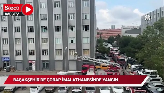 Başakşehir'de çorap imalathanesinde çıkan yangın hasara neden oldu