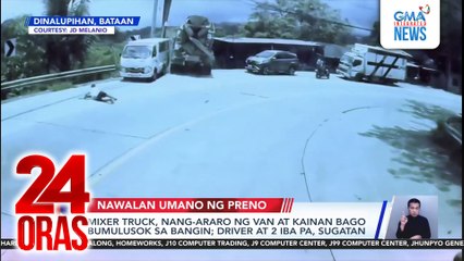 Mixer truck, nang-araro ng van at kainan bago bumulusok sa bangin; driver at 2 iba pa, sugatan | 24 Oras