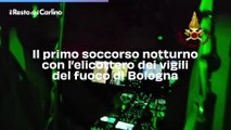 Il primo soccorso notturno con l'elicottero dei vigili del fuoco di Bologna: il video
