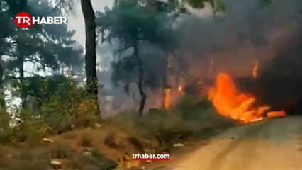 Çanakkale'de itfaiye aracı alevlerin arasında kaldı!
