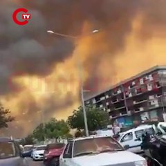 Çanakkale'de çıkan yangın Mehmet Akif Ersoy Hastanesine yaklaştı.
