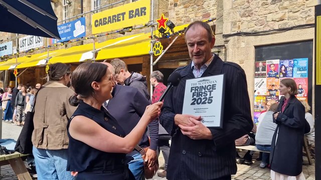 Henry Naylor speaks to Jane Bradley after receiving his Scotsman Fringe First Award
