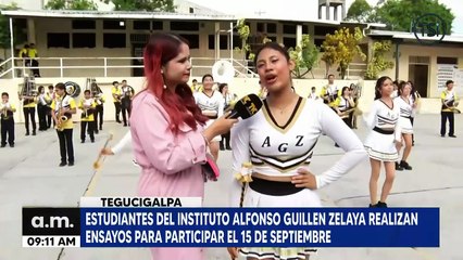 Estudiantes del Instituto Alfonso Guillén Zelaya realizan ensayos para participar el 15 de septiembre