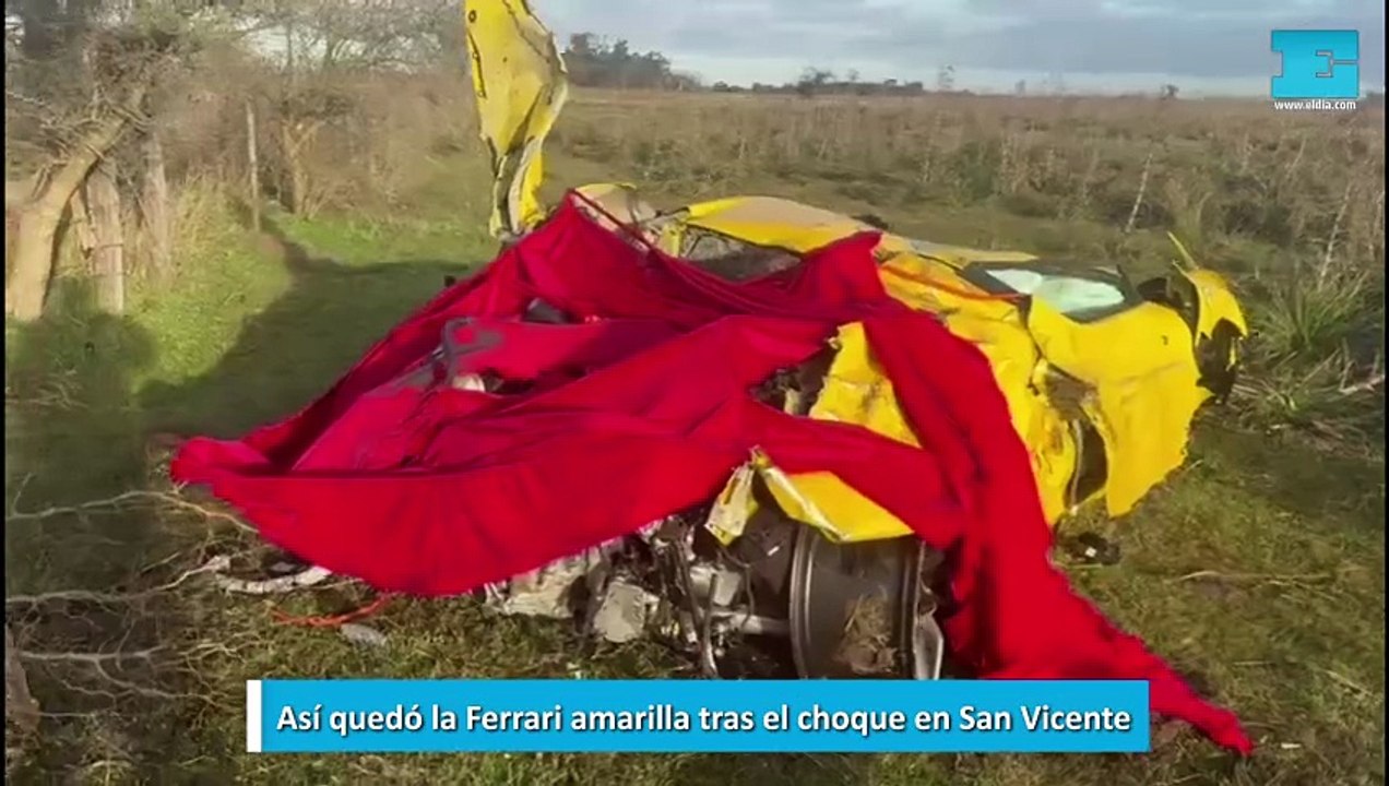 Así quedó la Ferrari amarilla tras el choque en San Vicente