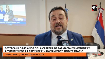 Destacan los 40 años de la carrera de farmacia en Misiones y advierten la crisis de financiamiento