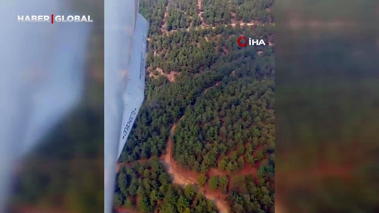 Çanakkale'deki orman yangınına müdahale havadan görüntülendi
