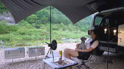 Solo Camping in Beautiful River Side 🏖️ [Relaxing Sounds , Cosy Feeling]