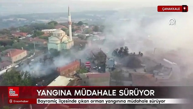 Çanakkale Bayramiç ilçesinde çıkan orman yangınına müdahale sürüyor