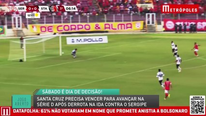 Santa Cruz precisa vencer para avançar na Série D após derrota na ida contra o Sergipe