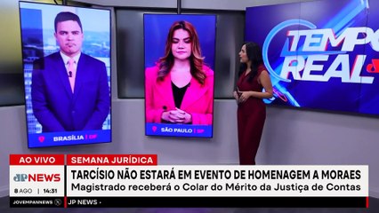 Tarcísio evita Moraes e não deve ir à homenagem em SP |TEMPO REAL