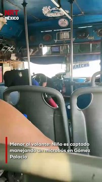 En Gómez Palacio fue captado un n1ño conduciendo un microbús de pasajeros. La escena desató indignación y preocupación por la seguridad vial.