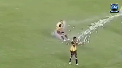 Horrifying Moment Top-Flight Footballer is Hit by a FIREWORK in a VERY Private Area During a Game