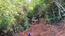 Bulldozer D6R XL in a New Road Project in the Mountain Region