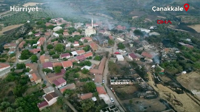 Çanakkale'de orman yangını; yanan alanlar ve evler havadan görüntülendi