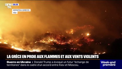 Grèce: les images impressionnantes des incendies et vents violents qui ravagent Keratea, la population appelée à évacuer