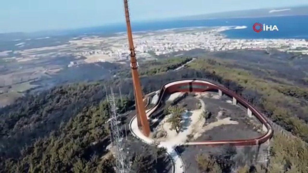Çanakkale’de yaşanan orman yangınında yanan yerler böyle görüntülendi