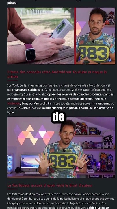 Un influenceur en prison pour avoir parle de console de jeux Retro Gaming