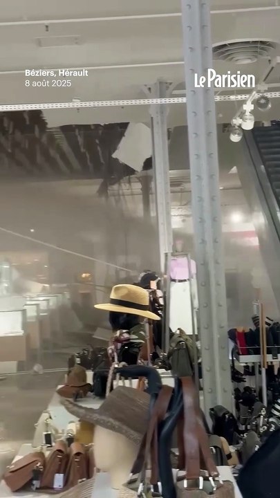 Béziers : le plafond des Galeries Lafayette s'effondre