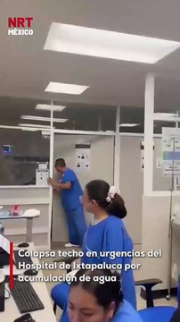 Así quedó el área de urgencias en el Hospital de Alta Especialidad de Ixtapaluca… El techo cedió por acumulación de agua, poniendo en ri3sgo a pacientes y personal.