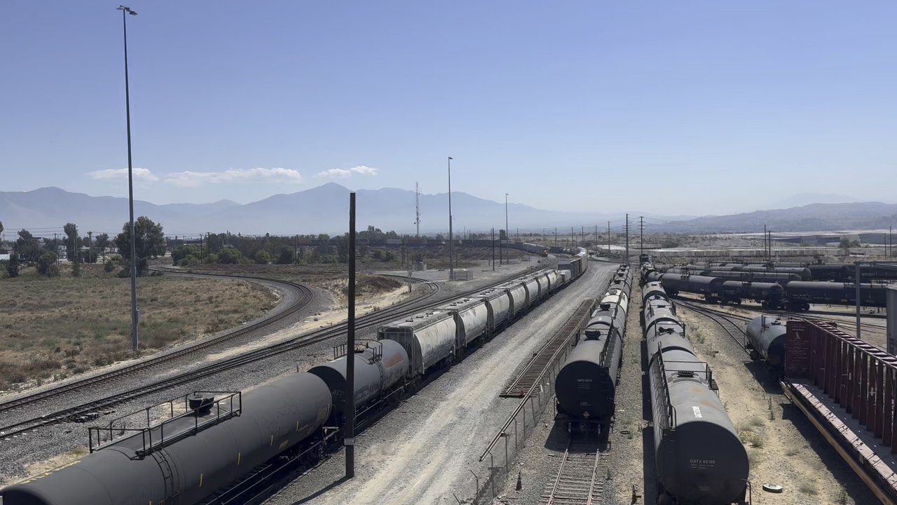 UP 6247 Leads Westbound Intermodal Stack Train Rolling Through West Colton Yard.