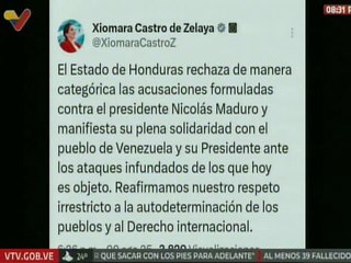 Presidenta Xiomara Castro manifiesta su firme respaldo a su homólogo venezolano