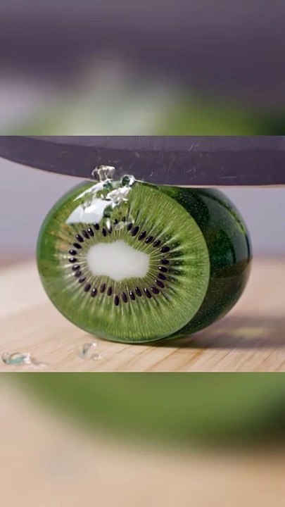 Cutting a Glass Kiwi in Slow Motion 🍃 _ Satisfying ASMR Art