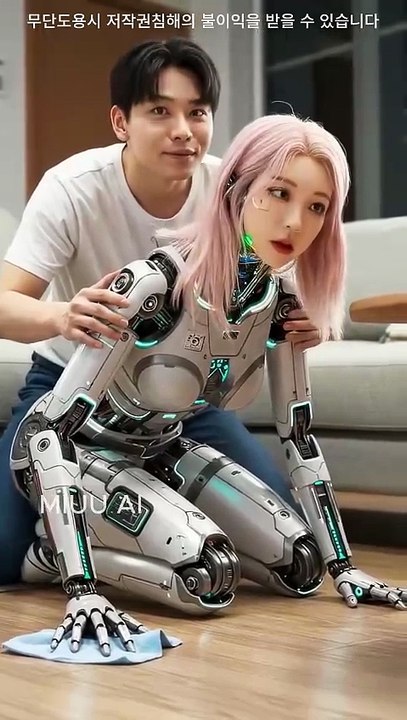 What happens when you disturb a cleaning humanoid #robot #aiart #humanoid #ai그림