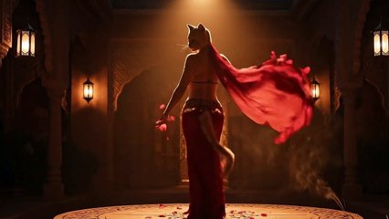 Ultra-Real Cat-Human Belly Dance Back Silhouette | 9:16 Cinematic Short 🐾🎥 #bellydance