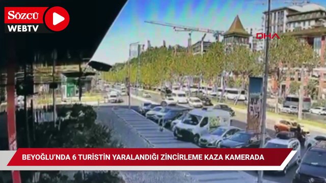 Beyoğlu’nda 6 turistin yaralandığı zincirleme kaza kamerada