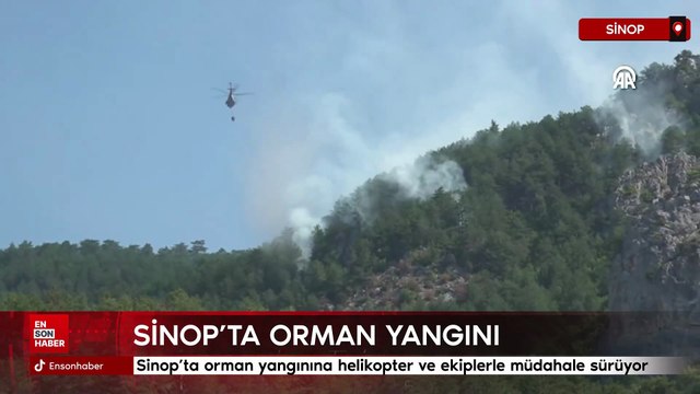 Sinop’ta orman yangınına helikopter ve ekiplerle müdahale sürüyor
