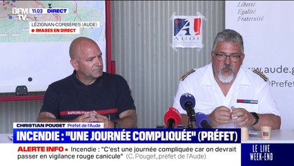 Incendie dans l'Aude: "On attend encore quelques tests de précaution sur la potabilité de l'eau", indique le préfet, Christian Pouget