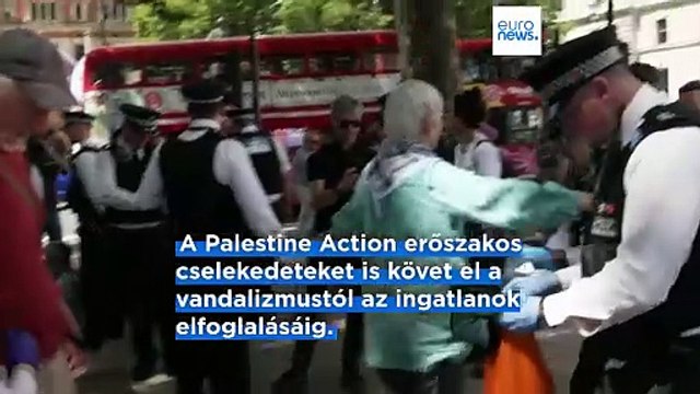 Több száz embert vettek őrizetbe egy betiltott palesztin csoport londoni tüntetésén