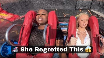 Hilarious combo of thrill and fear engulfs two besties aboard Slingshot ride