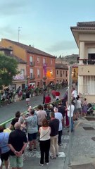 Cogida de un corredor del encierro de San Lorenzo este sábado