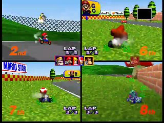 Mario Kart 64 (3-4 players Grand Prix) online multiplayer - n64