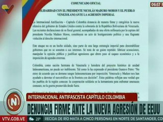 La Internacional Antifascista Cap. Colombia reafirma su apoyo absoluto al pdte. Maduro