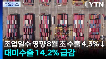 조업일수 영향 8월 초 수출 4.3%↓...대미수출 14.2% 급감 / YTN