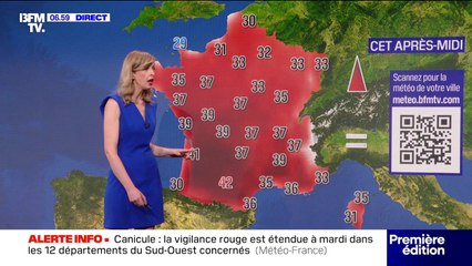 12 départements en vigilance rouge canicule avec des températures allant jusqu'à 42°C:  La météo du lundi 11 août