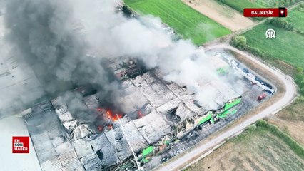 alıkesir'de süt ürünleri fabrikasında çıkan yangın kontrol altına alındı