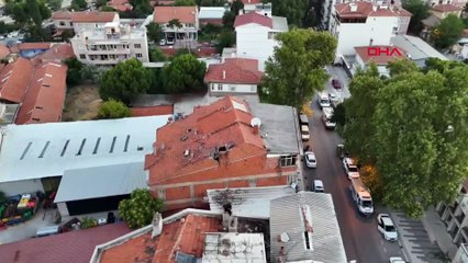 Depremde yıkılan ve hasar gören binalar havadan görüntülendi