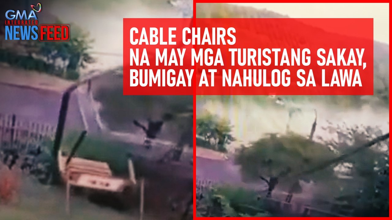 Cable chairs na may mga turistang sakay, bumigay at nahulog sa lawa | GMA Integrated Newsfeed