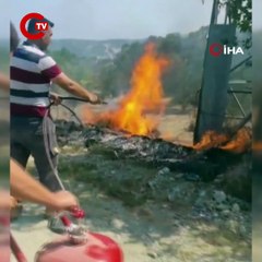 Hatay’da sıcaktan kopan elektrik teli yangına neden oldu